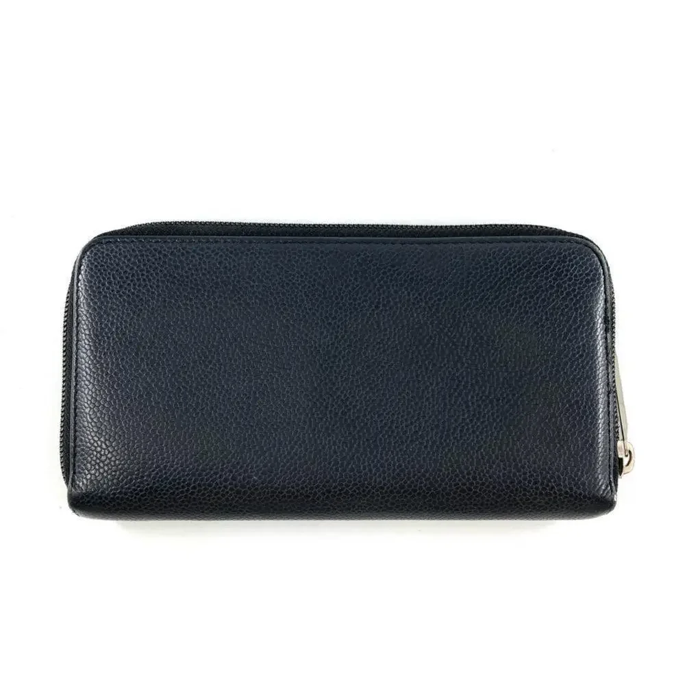 CHANEL Black Caviar Leather Logo Wallet